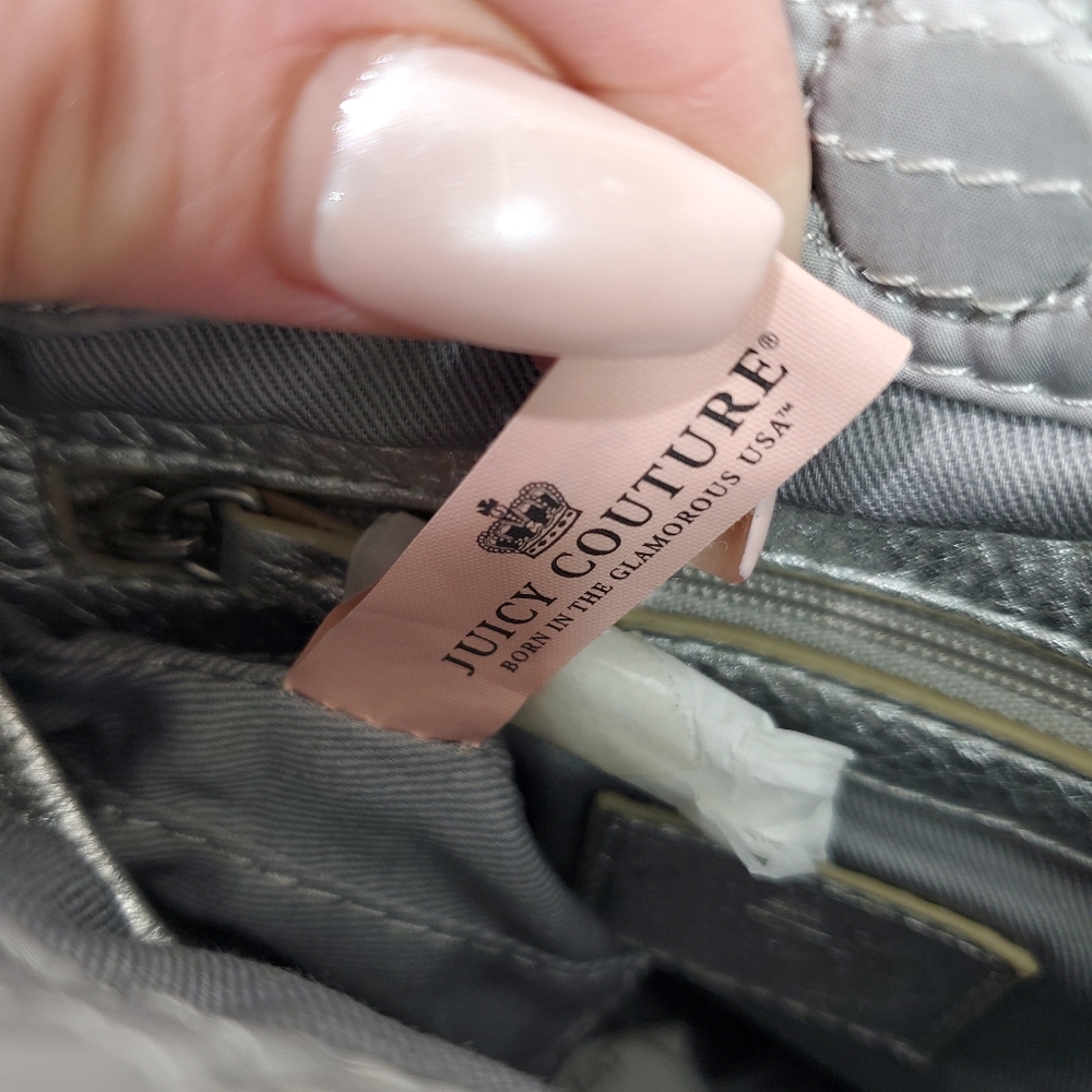 Juicy Couture Gray Nylon Quilted Swing Bag/Crossbody Bag Y2K YSRU1092 Silver NWT - Picture 8 of 16